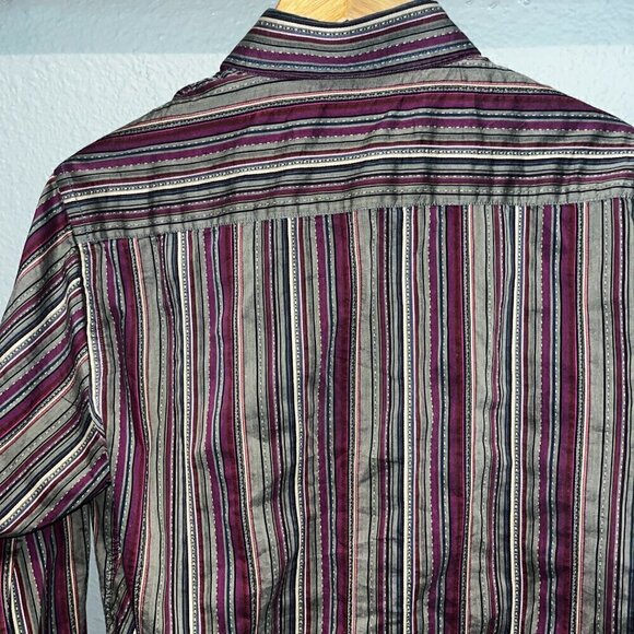 GEORG ROTH Los Angeles Fuchsia Striped Men's Shirt Contrast Collar & Cuffs Sz M - Picture 5 of 12